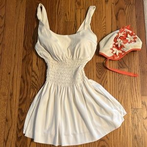 Vintage bathing suit and swim cap set
